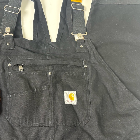 Carhartt Washed Duck Insulated Loose Fit Bib Overalls Thinsulate NWT Black New - Picture 9 of 13